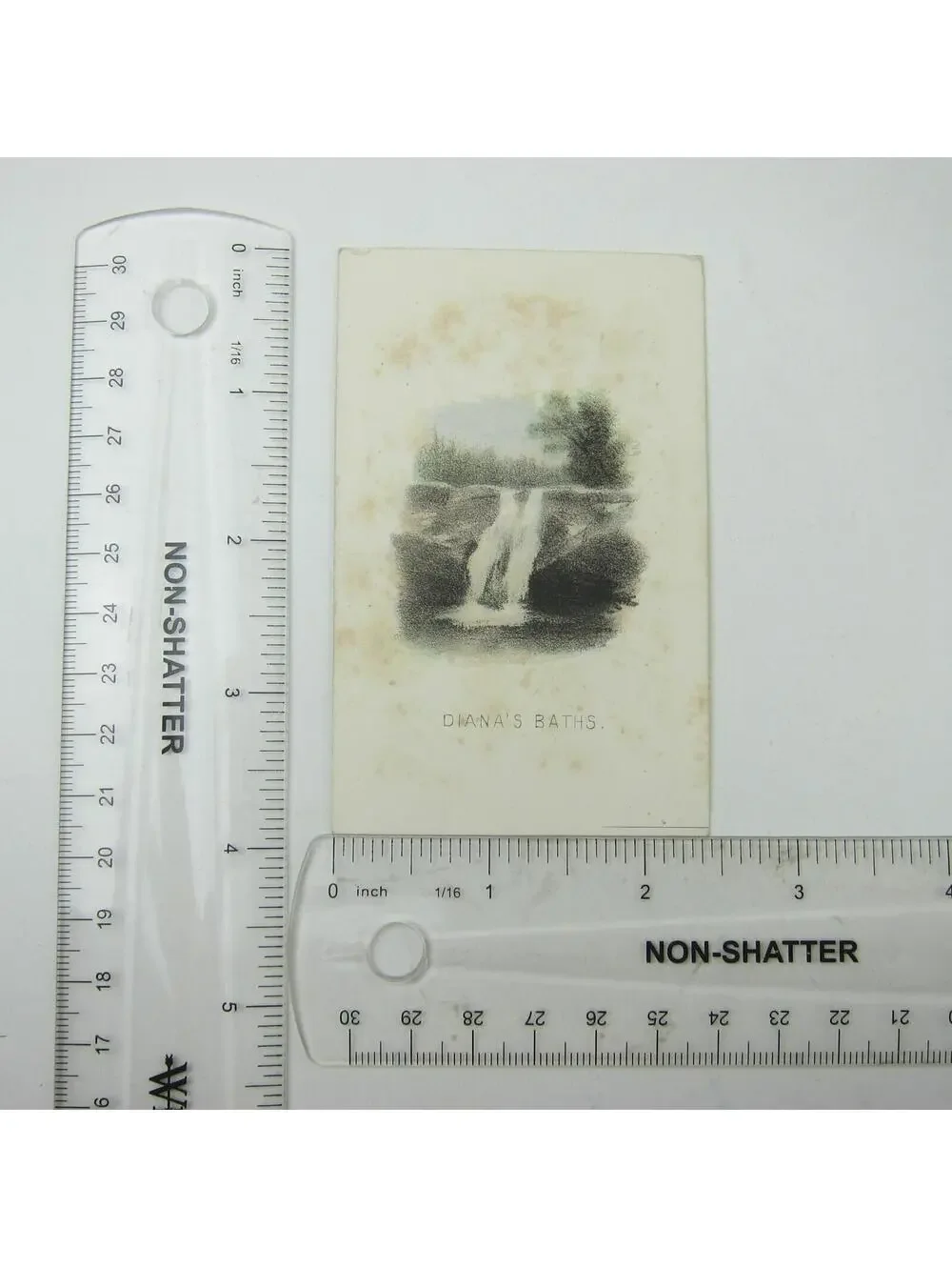 Color Lithograph Print Dianas Baths Waterfall North Conway New Hampshire Antique